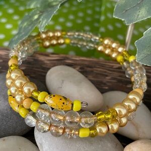 Hand Crafted Yellow and Gold Layered Bracelet
